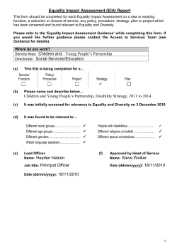 EIA - CYP Disability Strategy