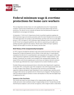 Federal Minimum Wage and Overtime Protections for Home Care