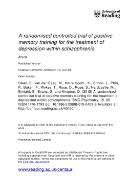 A randomised controlled trial of positive memory training for the