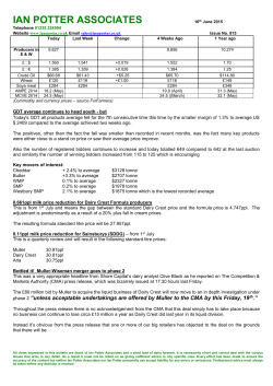16 th Jun 2015 GDT average continues to head south