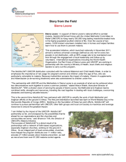 The partnership with UMCOR and the Methodists in Sierra Leone is