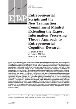 Entrepreneurial scripts and the new transaction commitment mindset