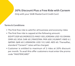 20% Discount Plus a Free Ride with Careem