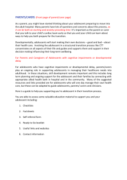 PARENTS/CARERS (Front page of parent/carer page) As a parent