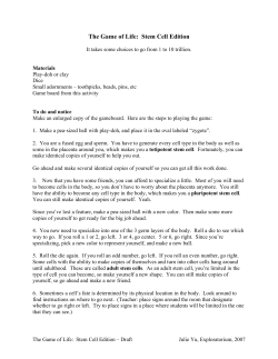 Game of Life: Stem Cell Edition