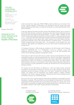 Statement on Civil Society Situation in the Former Yugoslav