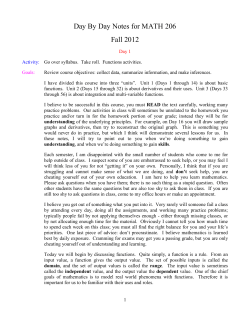 Day By Day Notes for MATH 206