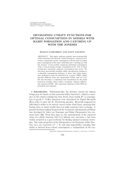 developing utility functions for optimal consumption in models with