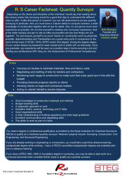 R2S Career Factsheet: Quantity Surveyor