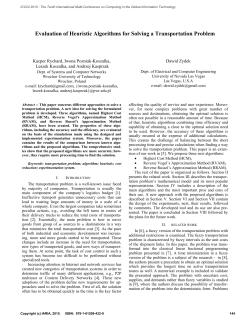 Evaluation of Heuristic Algorithms for Solving a