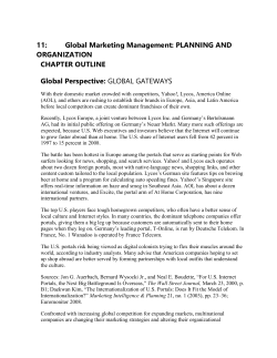 Planning for Global Markets