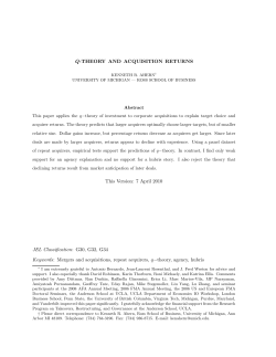 Q-THEORY AND ACQUISITION RETURNS This Version: 7 April