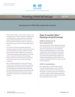 Planning a Proof of Concept - K