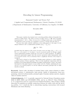 Decoding by Linear Programming