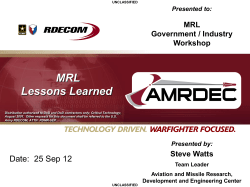 MRL Lessons Learned Briefing - DoD Manufacturing Readiness