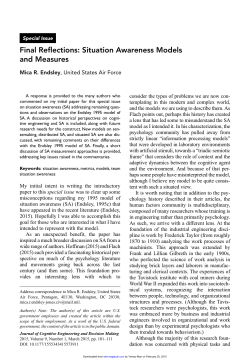 Final Reflections: Situation Awareness Models and Measures