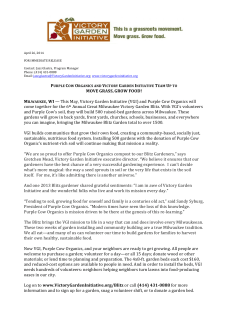 MOVE GRASS, GROW FOOD! MILWAUKEE, WI &mdash; This May, Victory