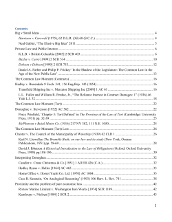 The Common Law Moment (Tort) Lost