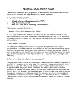 PERSONAL DEVELOPMENT PLANS