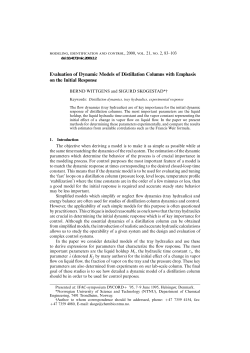 Evaluation of Dynamic Models of Distillation Columns with