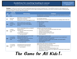 Guidelines for Coaching Heading - Michigan State Youth Soccer