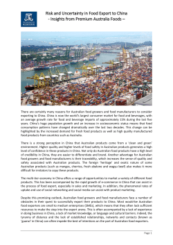 Risk and Uncertainty in Food Export to China