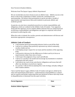 Athletic Code of Conduct - The Speyer Legacy School