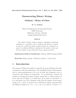 Enumerating Binary Strings without r