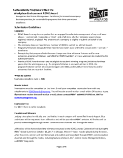 Sustainability Programs within the Workplace Environment Award