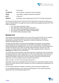 Examination centre arrangements for the 2017 VCE written
