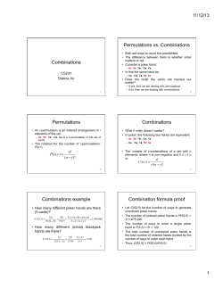 Combinations Permutations vs. Combinations Permutations