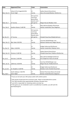 Date Opponent/Time Team Concessions