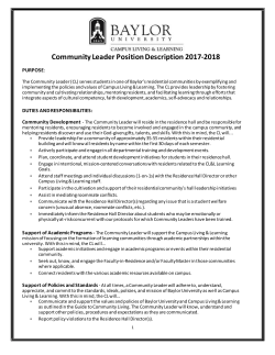 Community Leader Position Description 2017-2018