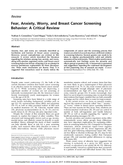 Fear, Anxiety, Worry, and Breast Cancer Screening Behavior: A