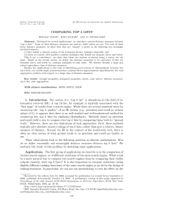 COMPARING TOP k LISTS&lowast; 1. Introduction. The notion of a &ldquo;top k