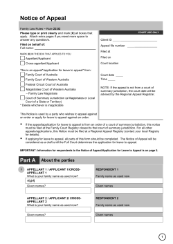 Notice of Appeal - Family Court of Australia