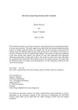 The East German Wage Structure after Transition Robert