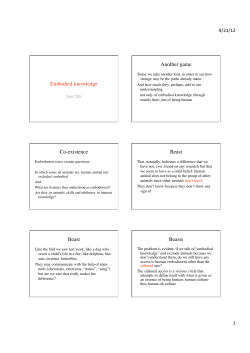 Embodied knowledge Another game Co