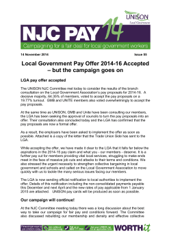 Local Government Pay Offer 2014-16 Accepted &ndash; but the campaign