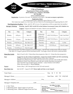 TEAM REGISTRATION - Parks and Recreation