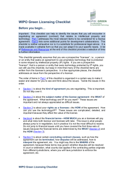 DOC, WIPO Green Licensing Checklist