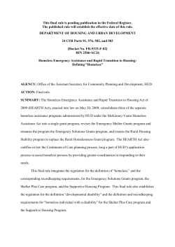 HEARTH Homeless Definition Final Rule