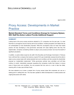 Proxy Access: Developments in Market Practice