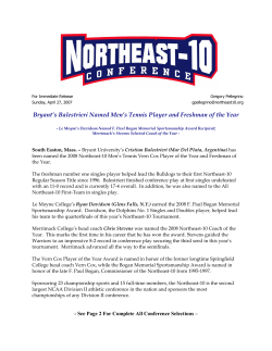 Bryant`s Balestrieri Named Men`s Tennis Player and