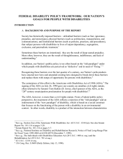 federal disability policy framework: our nation`s goals for people with