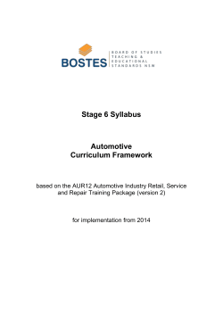 Stage 6 Syllabus Automotive Curriculum Framework