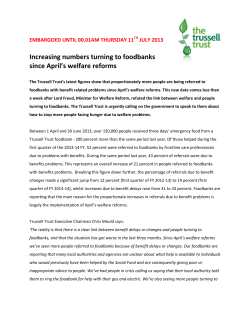 Increasing numbers turning to foodbanks since