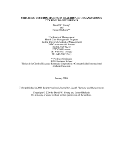 Strategic Decision-Making in Healthcare Organizations