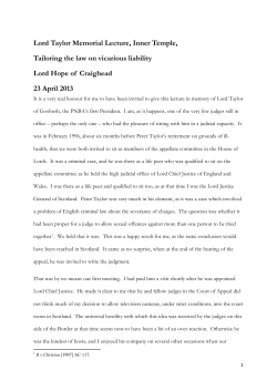 Lord Hope at the Lord Taylor Memorial Lecture, Inner Temple