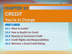 CHAPTER 10 CREDIT You`re In Charge